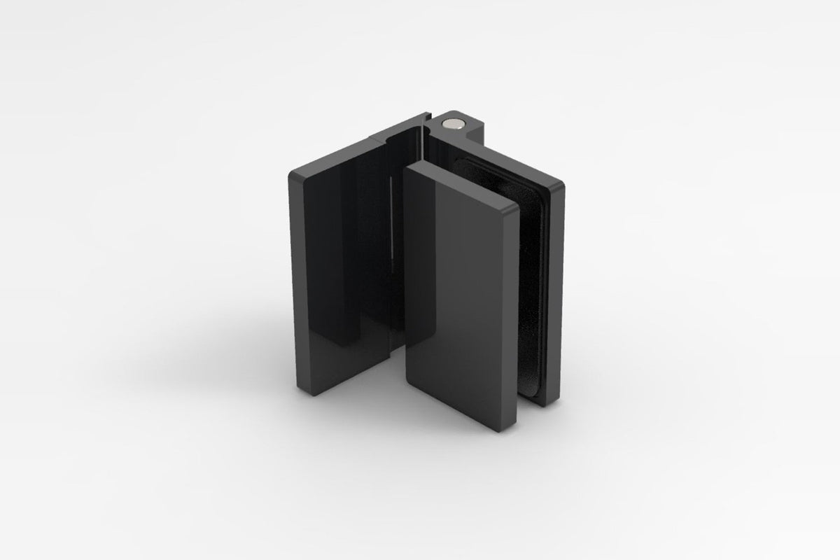 COMO Anschlagband 90° Glas-Wand, Schwarz matt, Ansicht Glasaufnahme