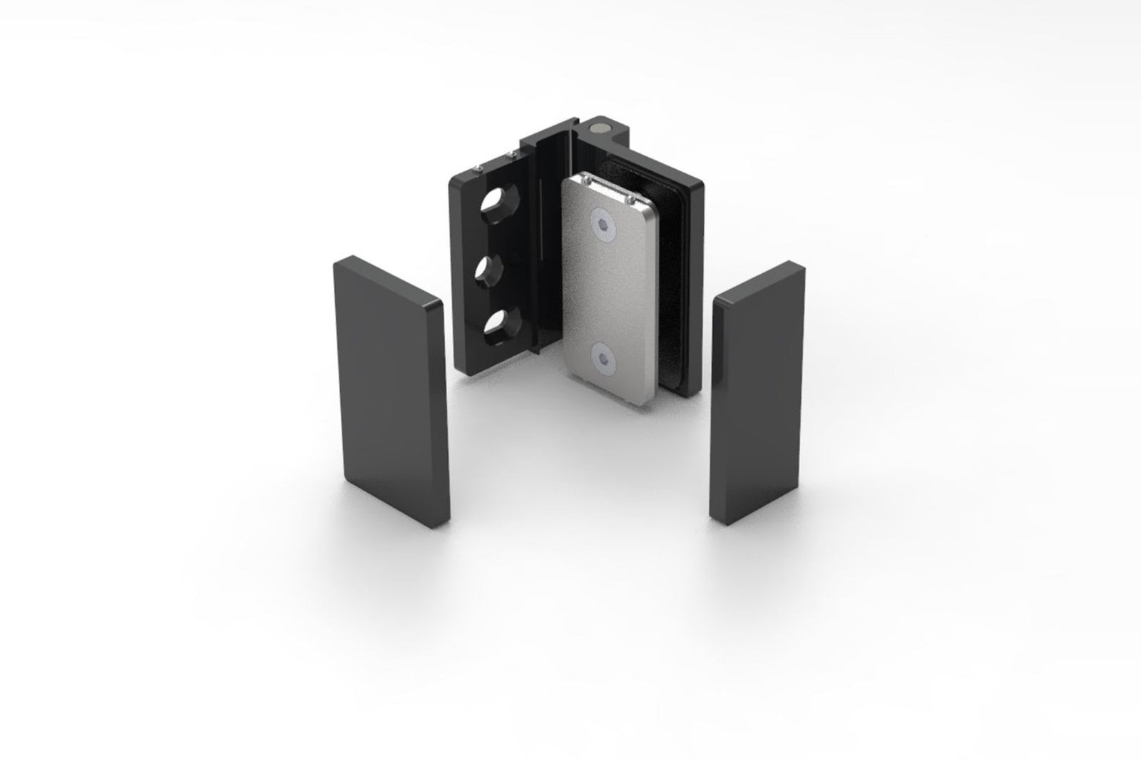 COMO Anschlagband 90° Glas-Wand, Schwarz matt, Einzelteile mit Abdeckplatten