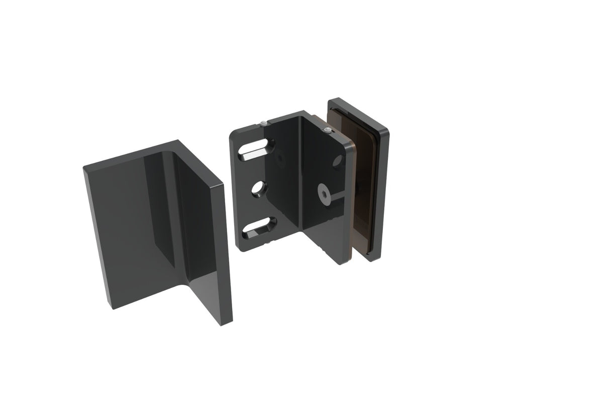 COMO Wandwinkel 90° Glas-Wand, Schwarz matt, Einzelteile