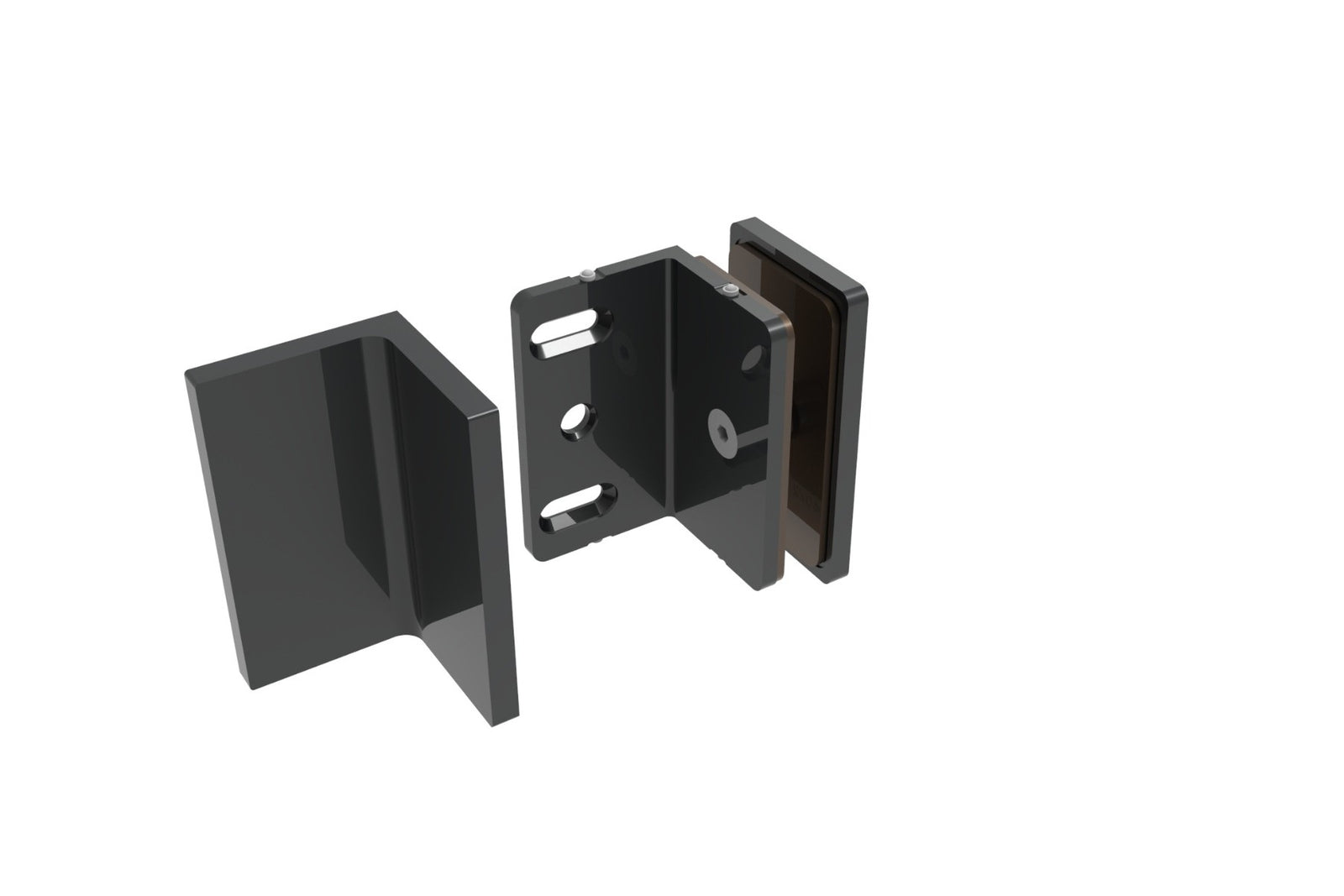 COMO Wandwinkel 90° Glas-Wand, Schwarz matt, Einzelteile