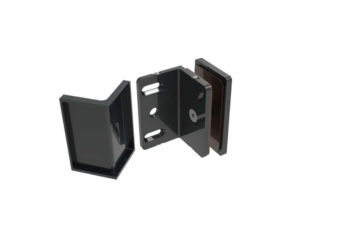 COMO Wandwinkel 90° Glas-Wand, Schwarz matt, Einzelteile, Rückansicht