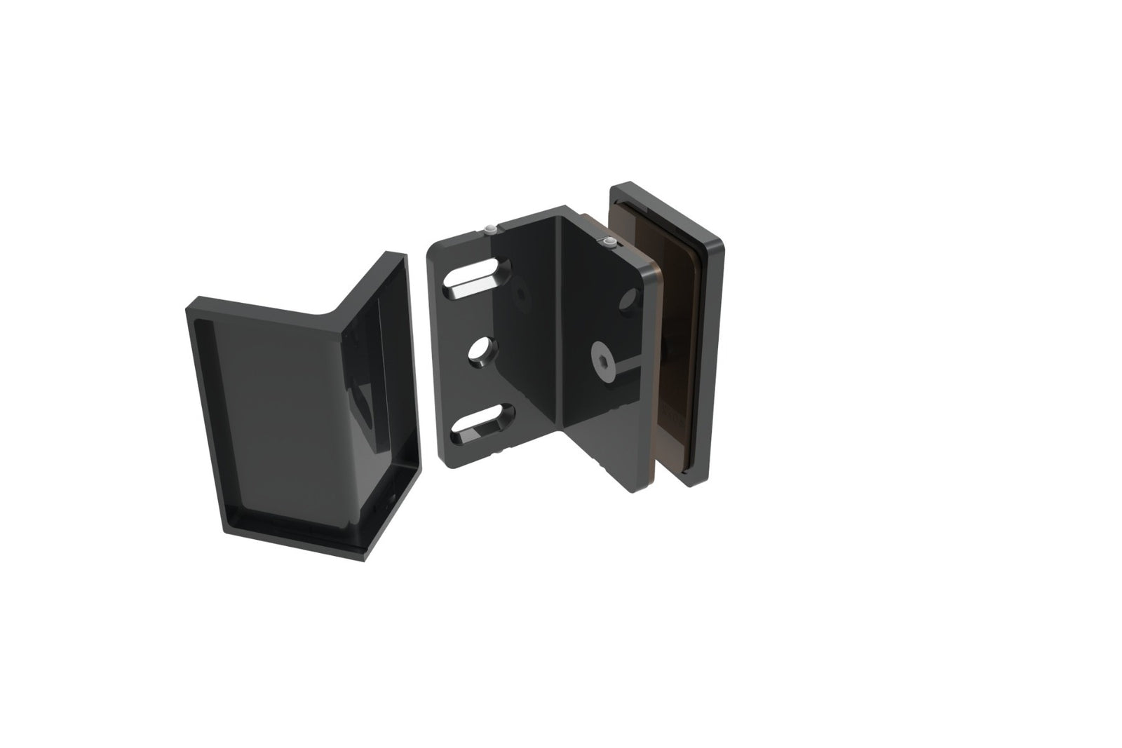 COMO Wandwinkel 90° Glas-Wand, Schwarz matt, Einzelteile, Rückansicht
