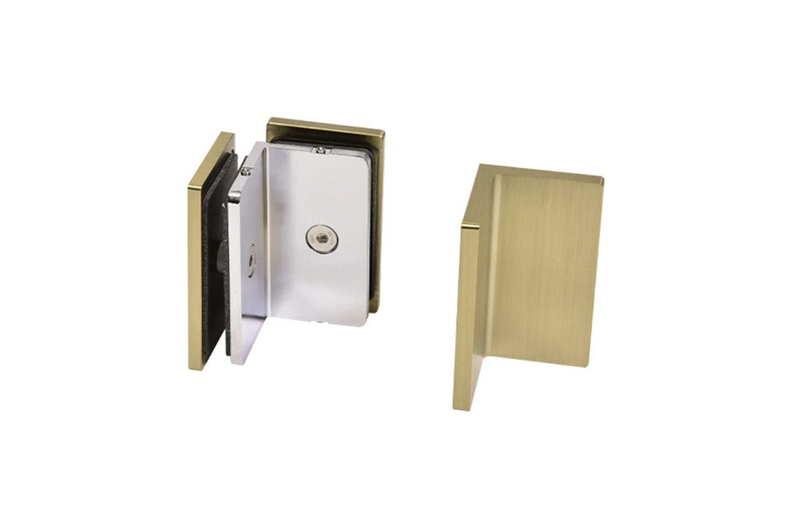COMO Winkelverbinder 90° Glas-Glas, Bronze matt gebürstet, Einzelteile