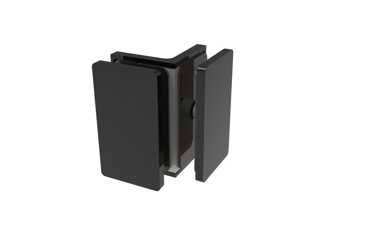 COMO Winkelverbinder 90° Glas-Glas, Schwarz matt, Hauptansicht