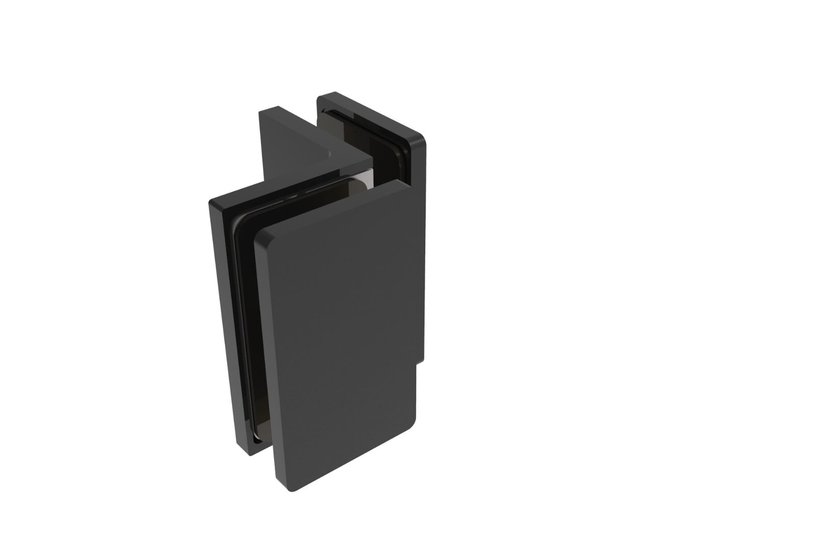 COMO Winkelverbinder 90° Glas-Glas, Schwarz matt, Seitenansicht