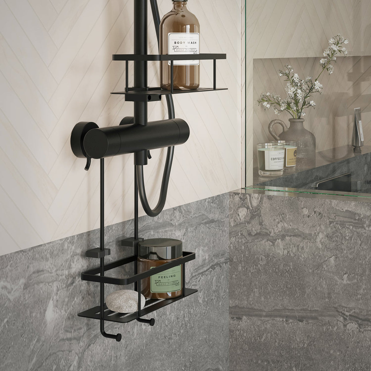 Smedbo Sideline Design Duschkorb Armaturen Schwarz Lifestyle