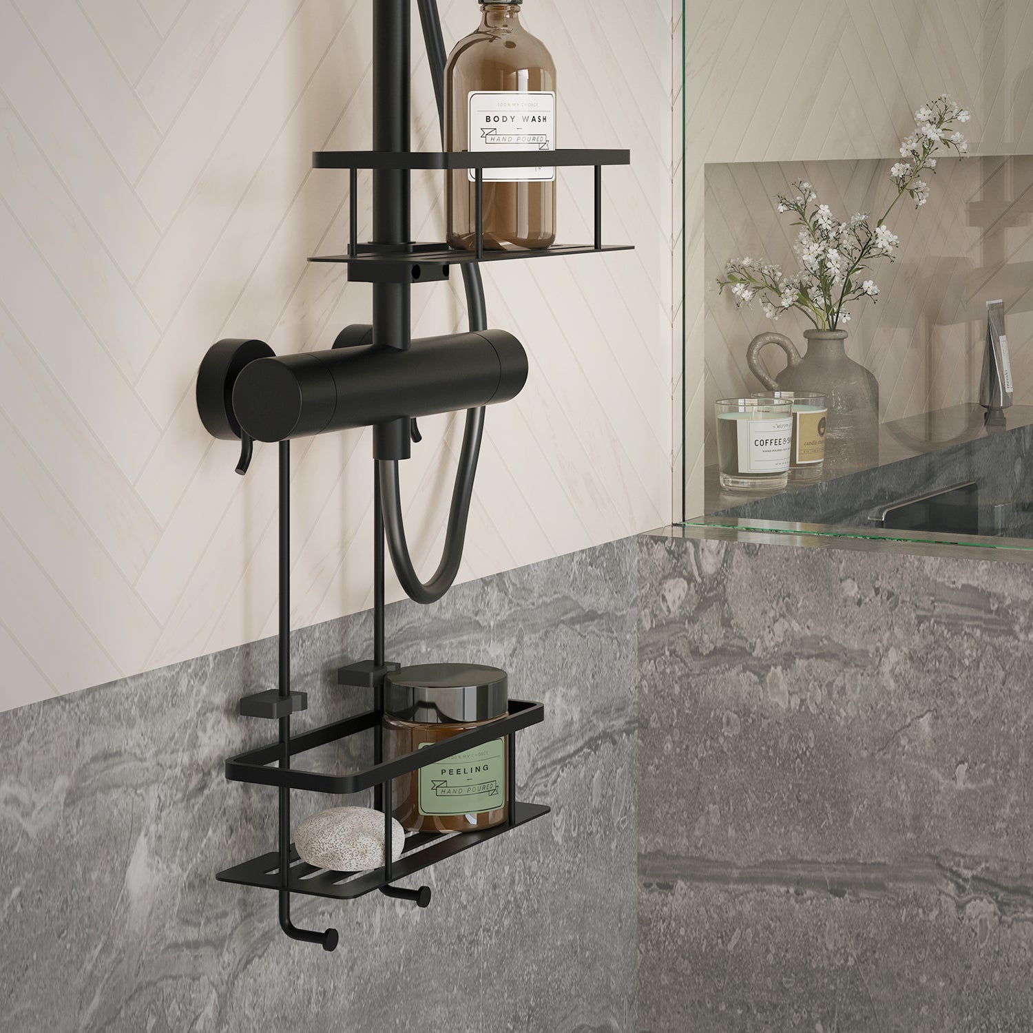 Smedbo Sideline Design Duschkorb Armaturen Schwarz Lifestyle