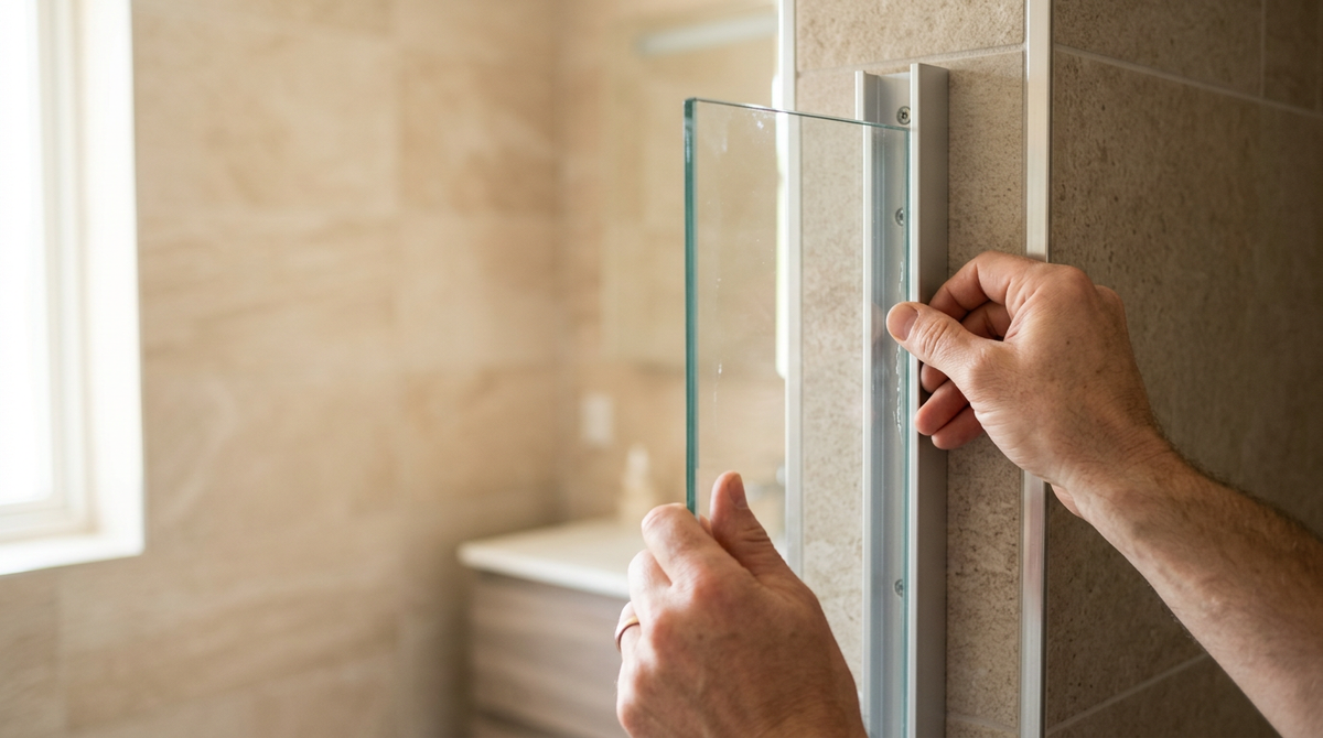 Glasdusche selbst einbauen — Glas ins Profil setzen — Duschop