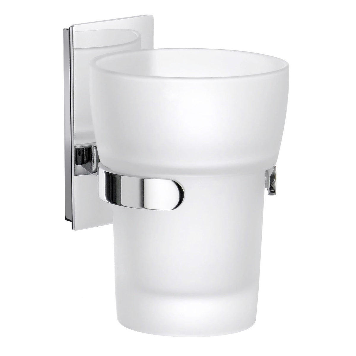Smedbo POOL Halter mit Zahnputzbecher Mattglas Chrom poliert