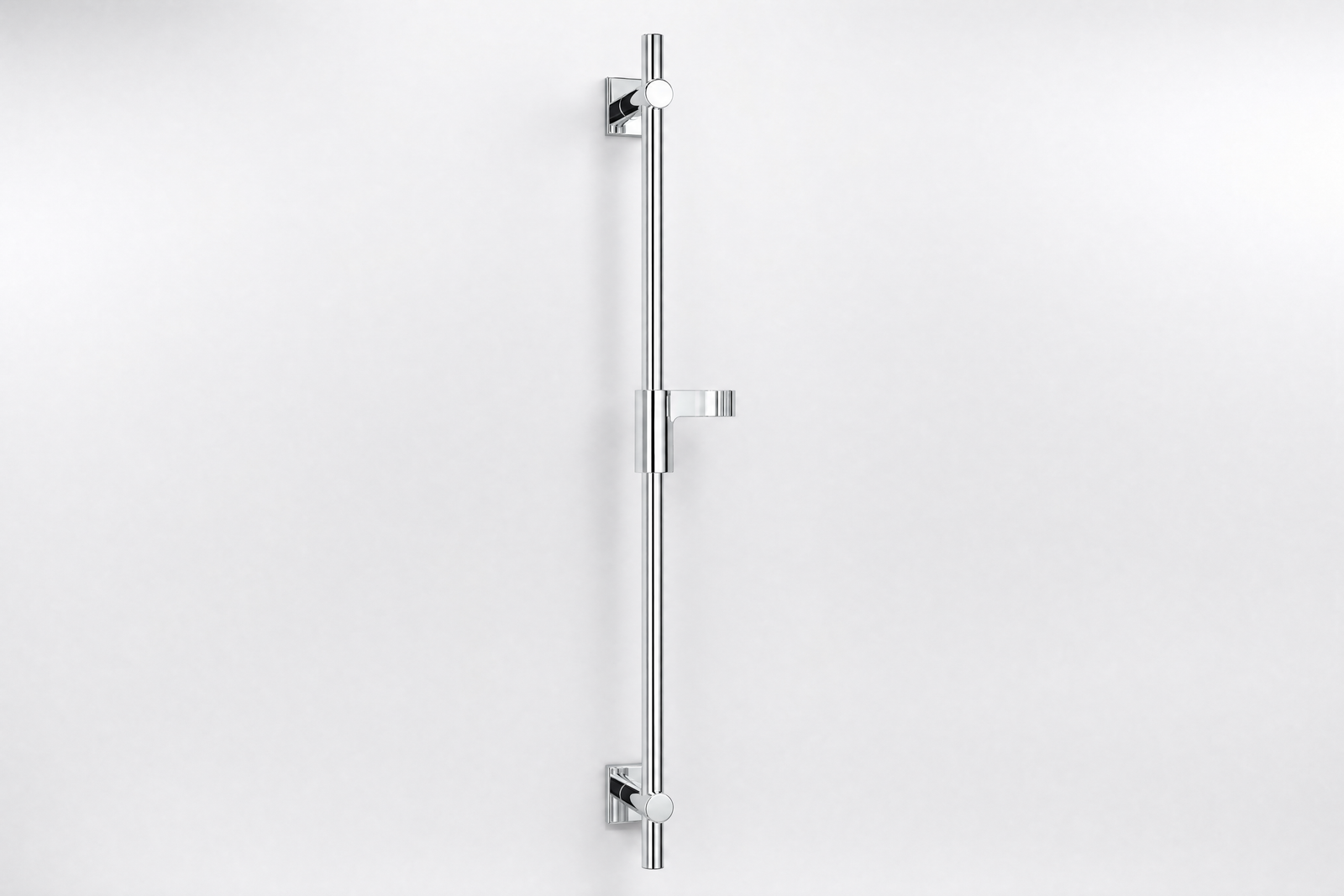 Vario-Tast Brausestange mit eckigen Rosetten, Produktansicht Messing verchromt
