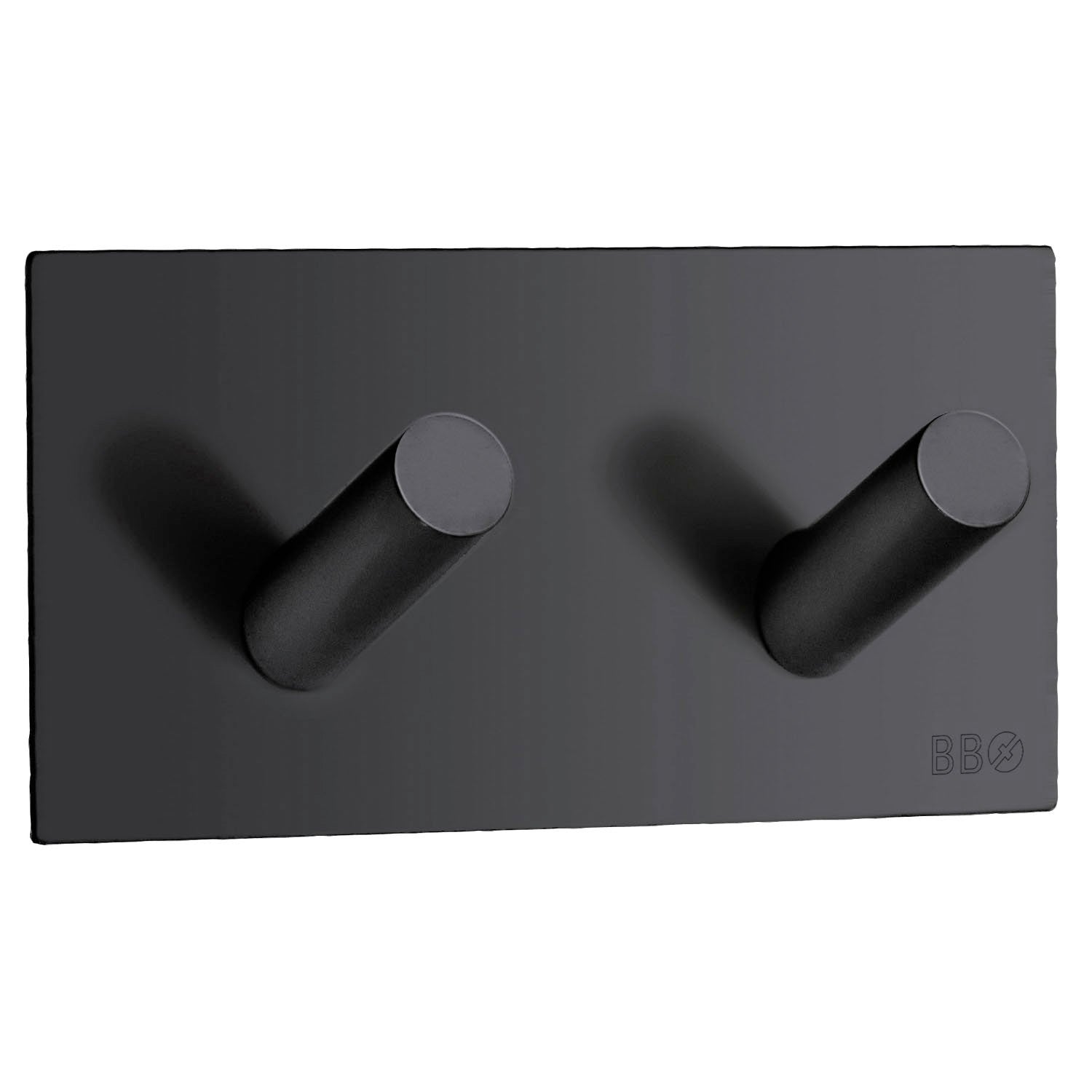 Selbstklebender Doppelhaken, Edelstahl Schwarz matt