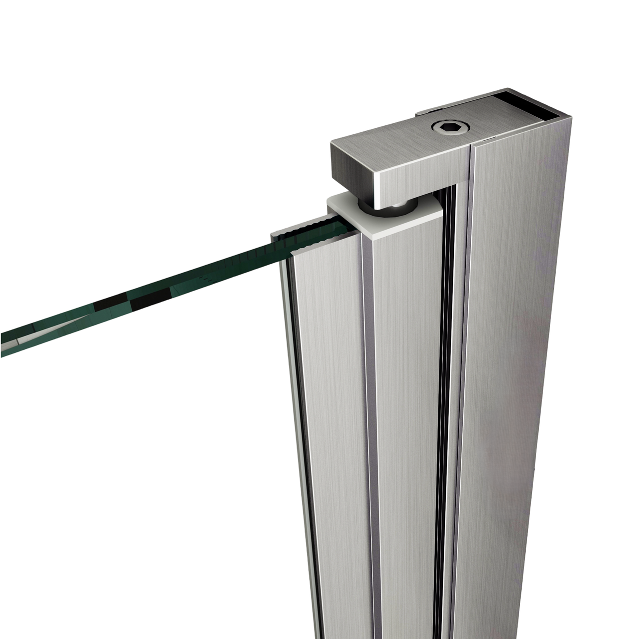 Drehbares Duschtür-Wandprofil Typ Emily – Hebe-Senkmechanik für 6 mm ESG – 180° Pendeltür – Art.Nr. 410901