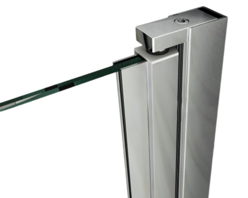 Drehbares Duschtür-Wandprofil Typ Emily – Hebe-Senkmechanik für 6 mm ESG – 180° Pendeltür – Art.Nr. 410901