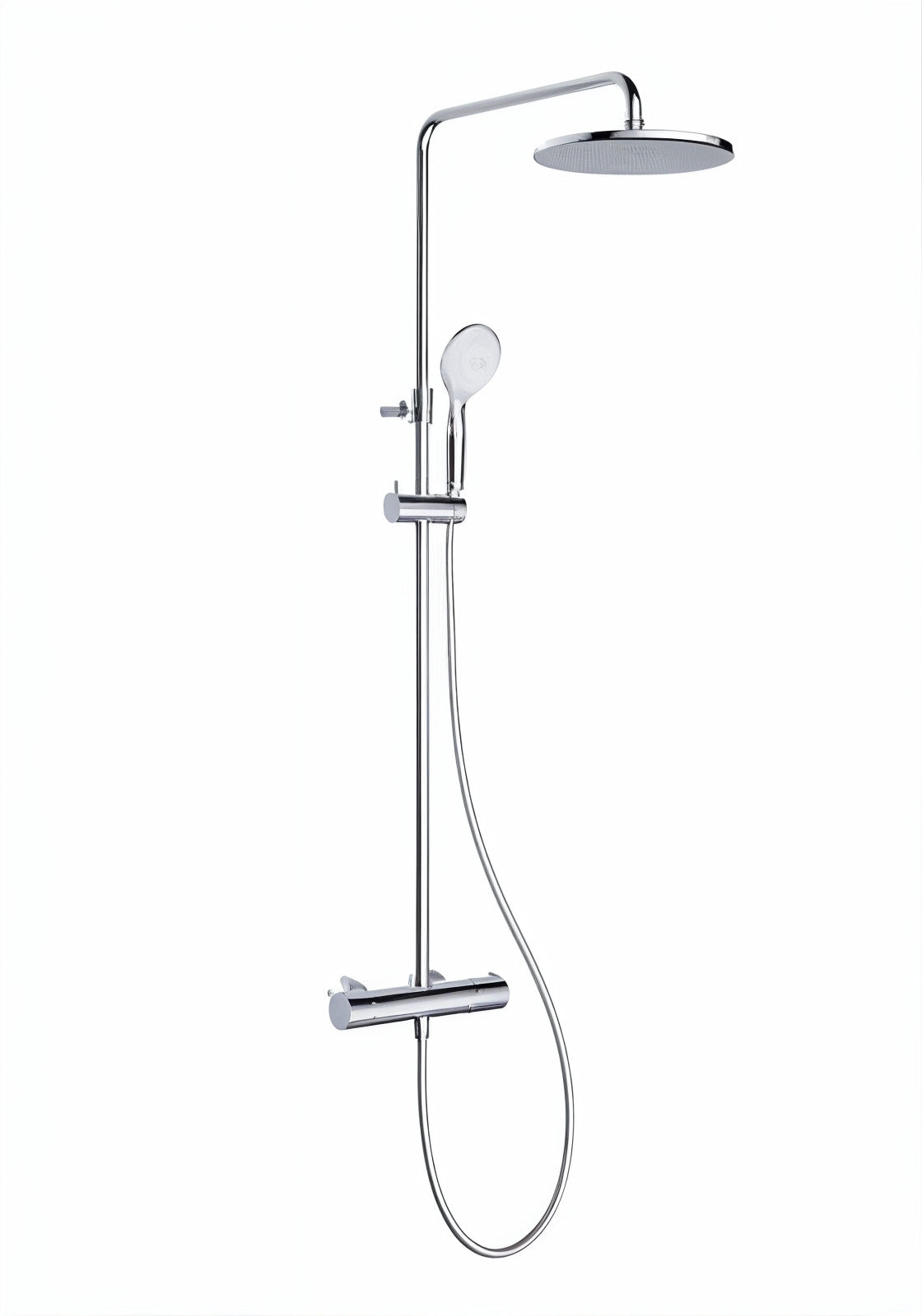 Vigour V1 Duschsystem mit Thermostat, 250 mm Regenkopfbrause und 5-fach Handbrause, Aufputz verchromt