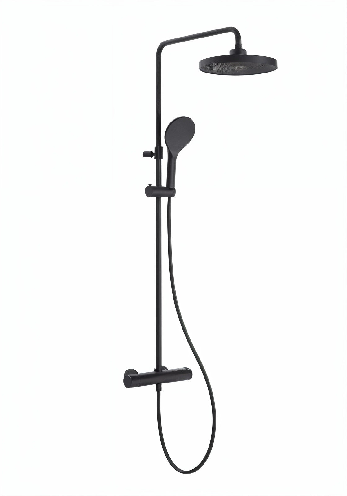 Vigour V2 Duschsystem mit Thermostat, 260 mm Kopfbrause rund, 3-strahlige Handbrause, schwarz matt