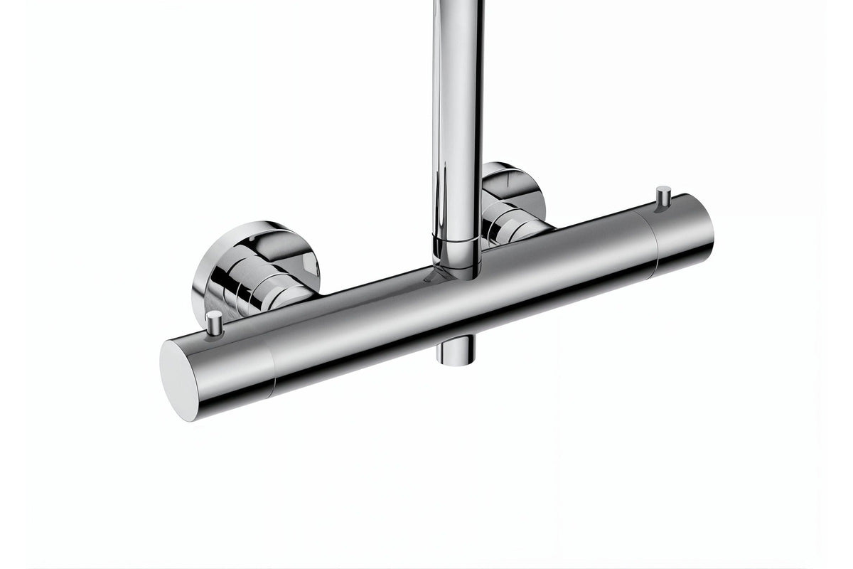 Vigour white V4 Thermostat-Duschsystem Safe-Tec, höhenverstellbare Halterung, ohne Brausen, Chrom