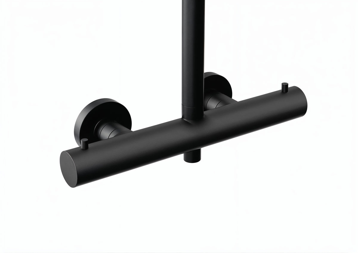Vigour white V4 Thermostat-Duschsystem Safe-Tec, höhenverstellbare Halterung, ohne Brausen, schwarz matt