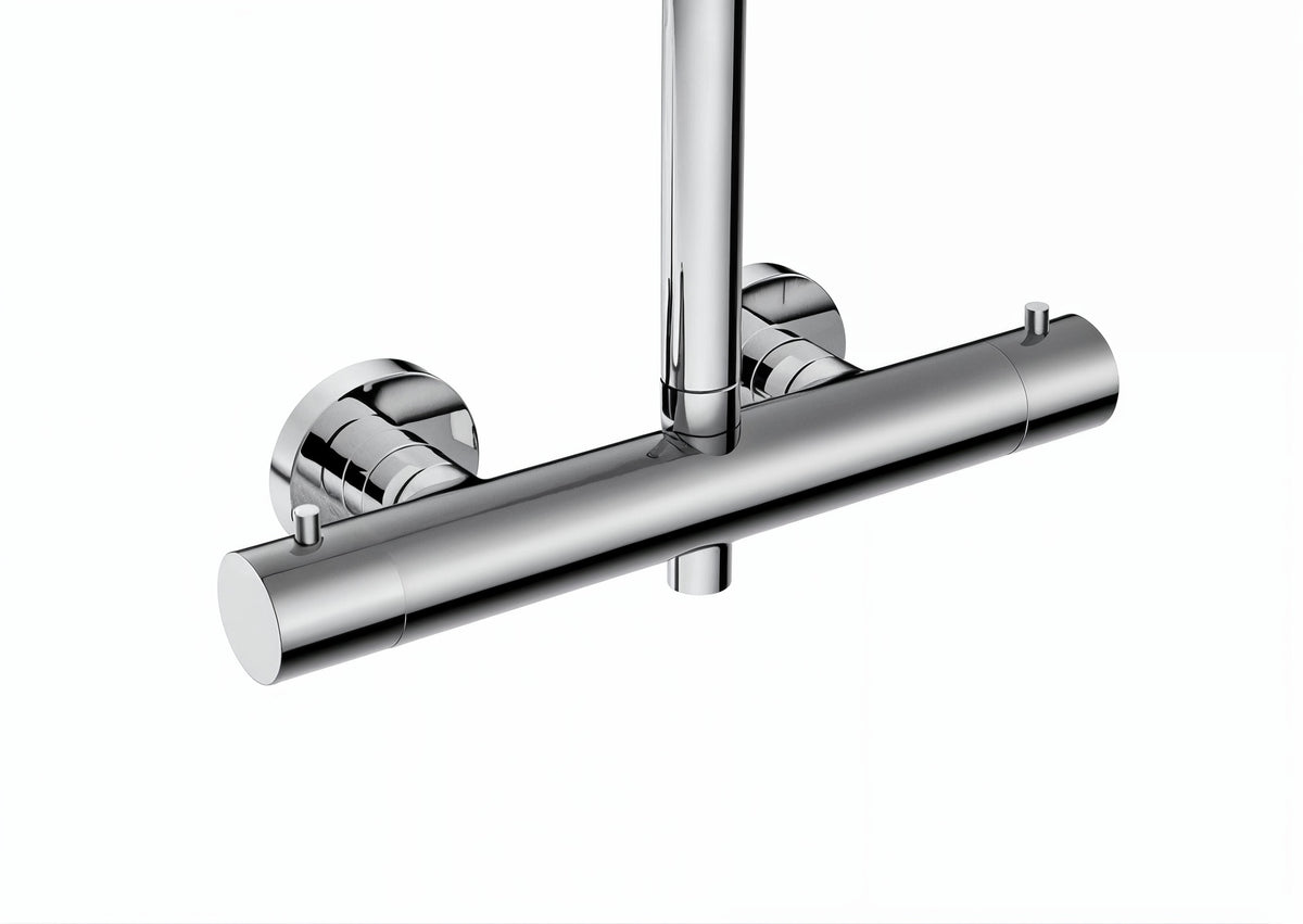 Vigour white V4 Thermostat-Duschsystem Safe-Tec, höhenverstellbare Halterung, ohne Brausen, Chrom
