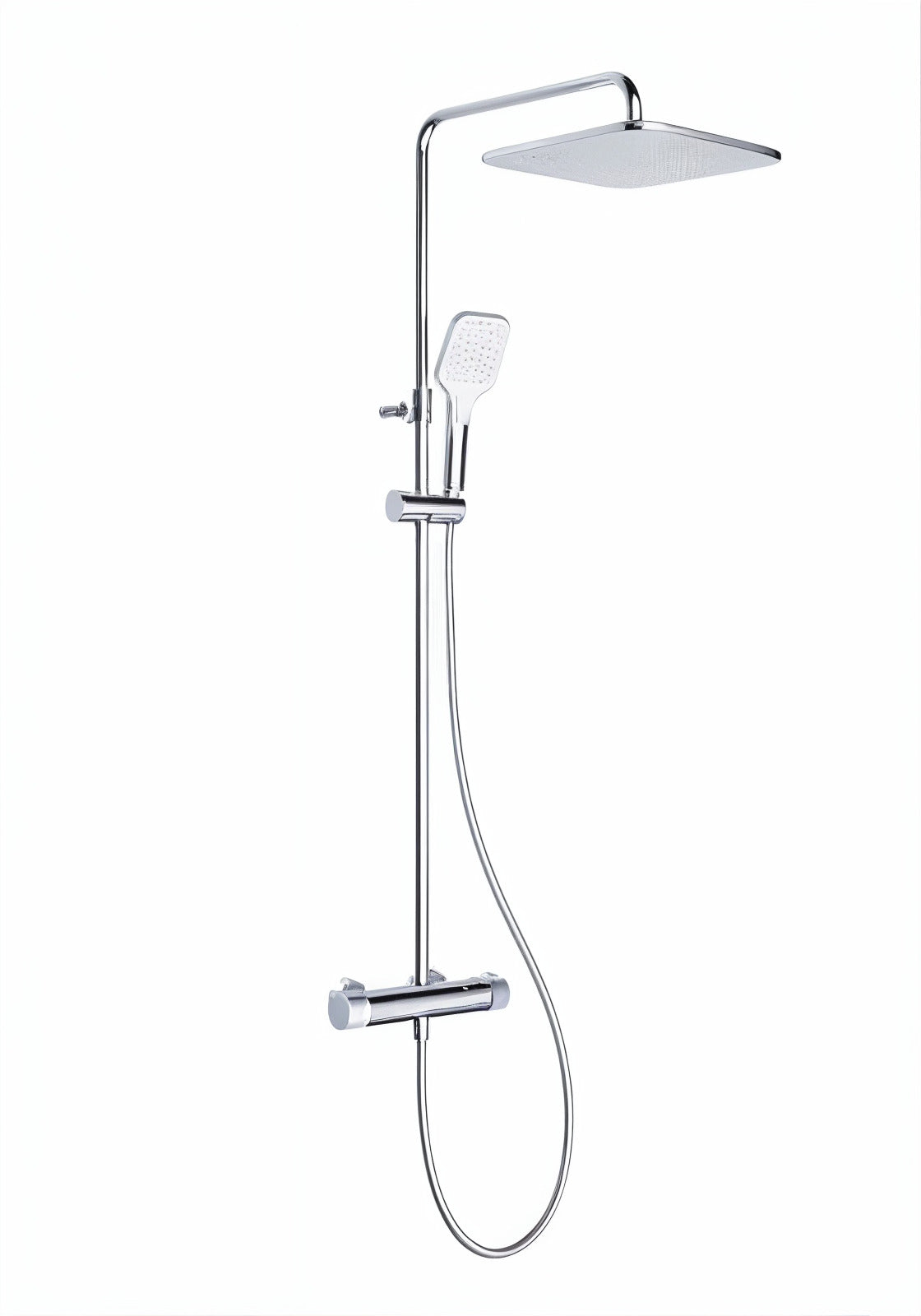Vigour V2 Duschsystem mit Thermostat, 300 mm Kopfbrause edge, 3-strahlige Handbrause, verchromt