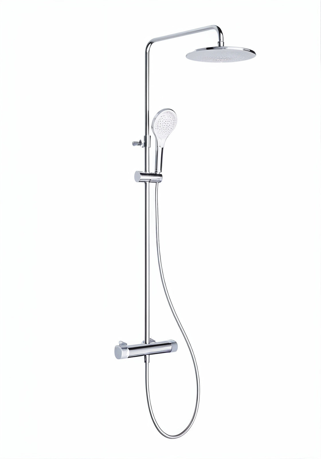 Vigour V2 Duschsystem mit Thermostat, 250 mm Kopfbrause rund, 3-strahlige Handbrause, verchromt