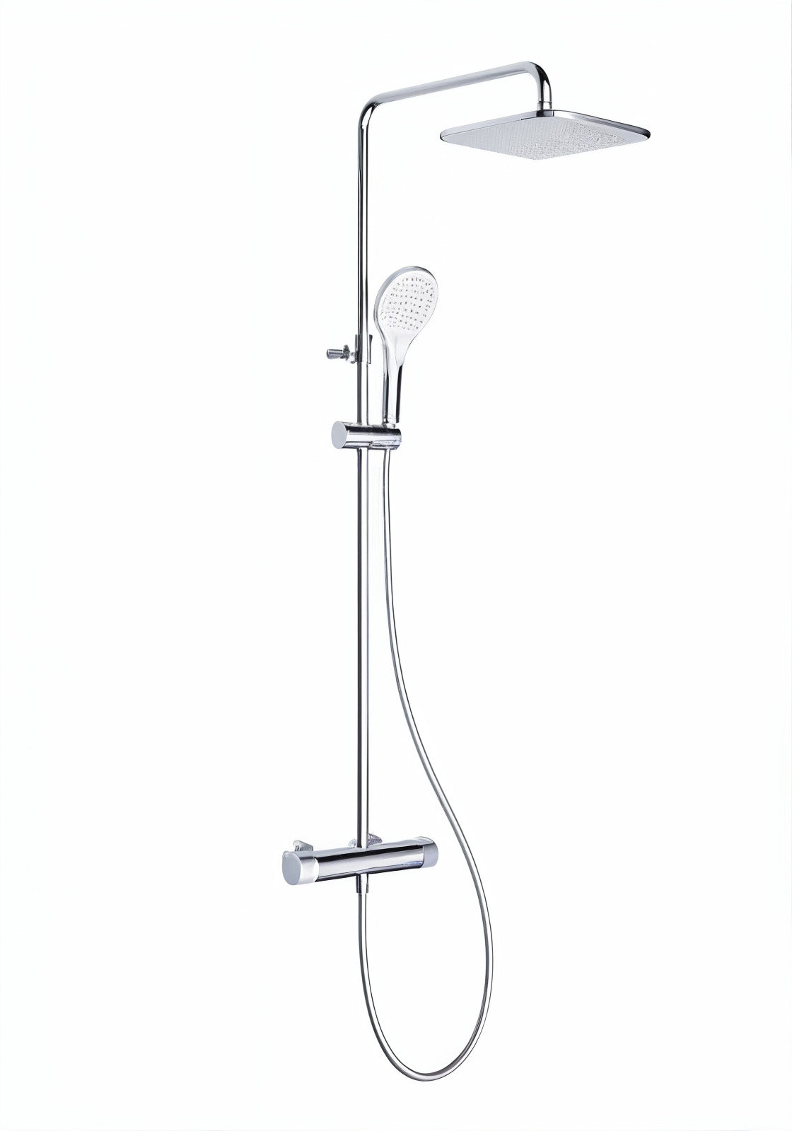 Vigour V2 Duschsystem mit Thermostat, 250 mm Kopfbrause edge, 3-strahlige Handbrause, verchromt