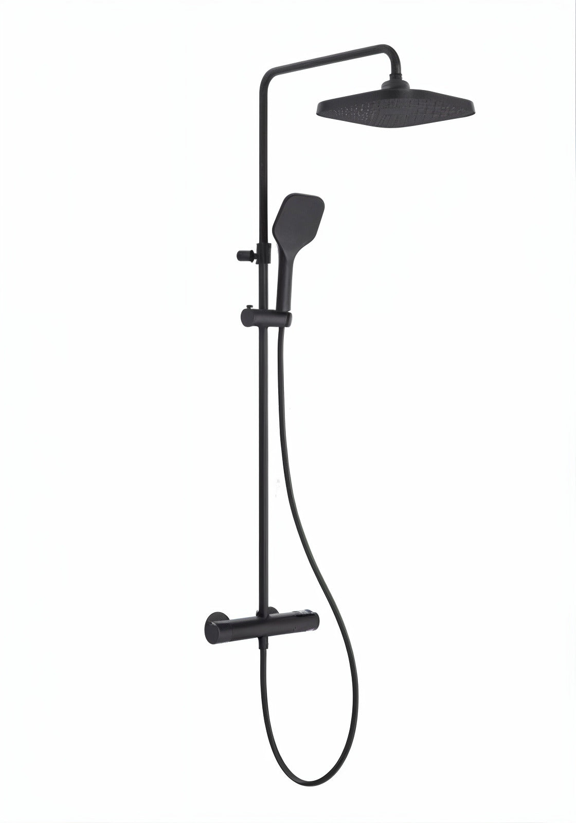 Vigour V2 Duschsystem mit Thermostat, 260 mm Kopfbrause edge, 3-strahlige Handbrause, schwarz matt