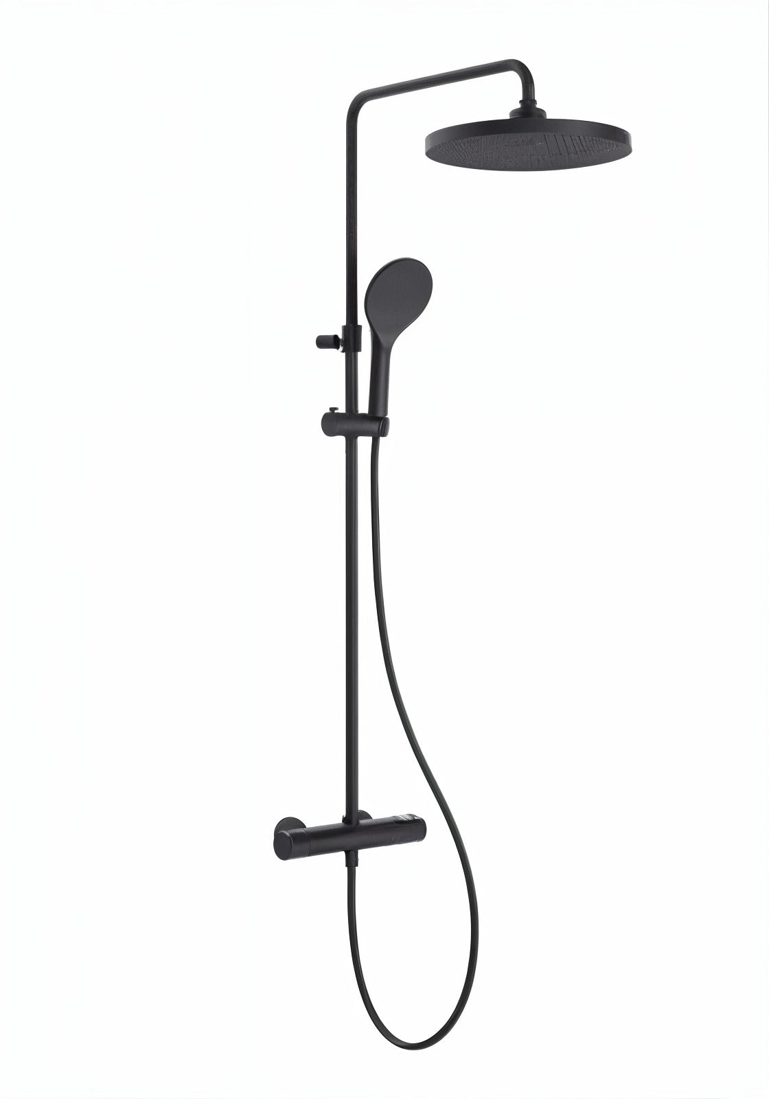 Vigour V2 Duschsystem mit Thermostat, 310 mm Kopfbrause rund, 3-strahlige Handbrause, schwarz matt