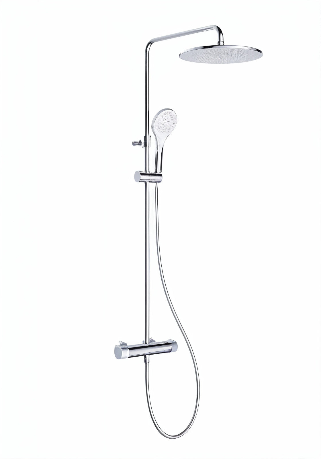 Vigour V2 Duschsystem mit Thermostat, 300 mm Kopfbrause rund, 3-strahlige Handbrause, verchromt