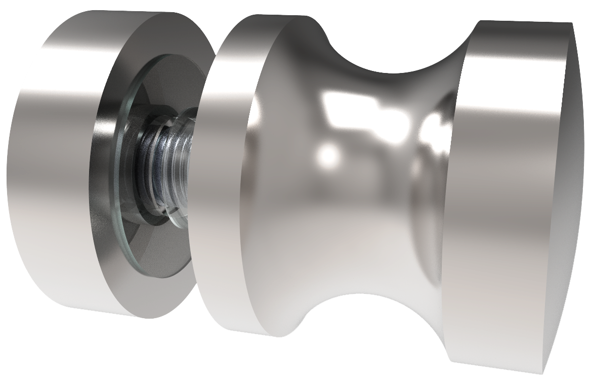Euro Duschtürknopf Messing einseitig Ø 30 mm in Chrom