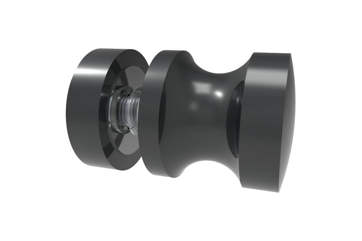 Euro Duschtürknopf Messing einseitig Ø 30 mm in Schwarz matt
