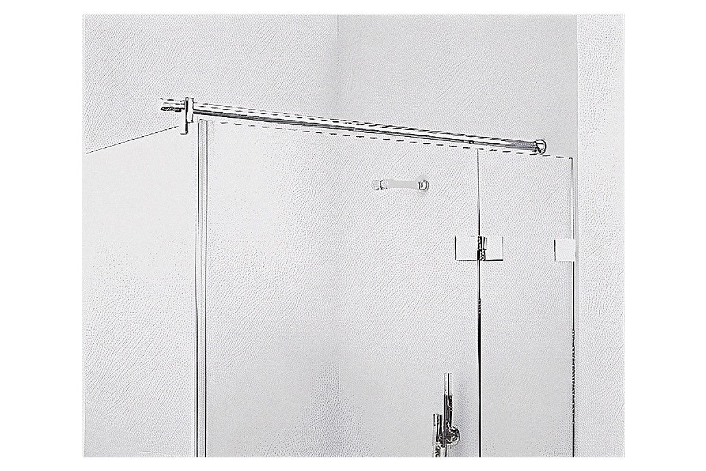 FORMAT Design 3.0 Stabilisierungsstange in einer Glasdusche, verchromt, hält die feststehende Glasscheibe
