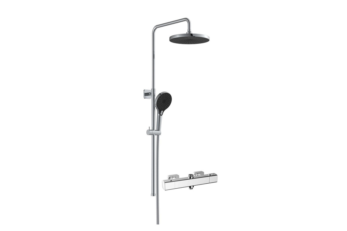 FORMAT Design 2.0 Duschsystem mit Kopf-/Handbrause und Aufputz-Thermostat, verchromt