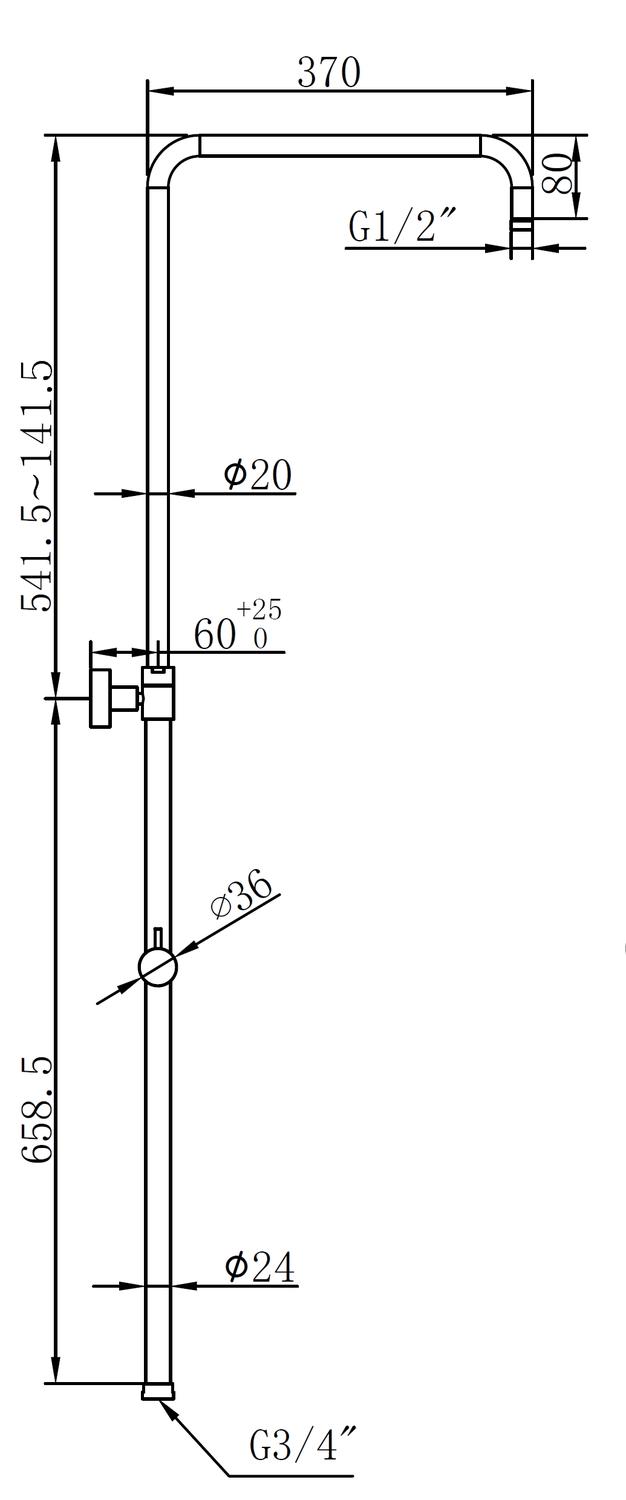 Maßzeichnung FORMAT Pro 2.0 Duschsystem, Art.Nr. 248584