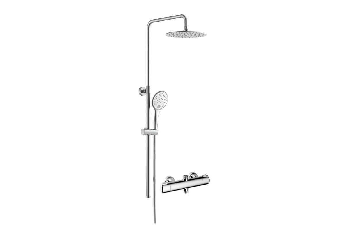 FORMAT Pro 2.0 Duschsystem mit Aufputz-Thermostat, Kopf- und Handbrause, verchromt