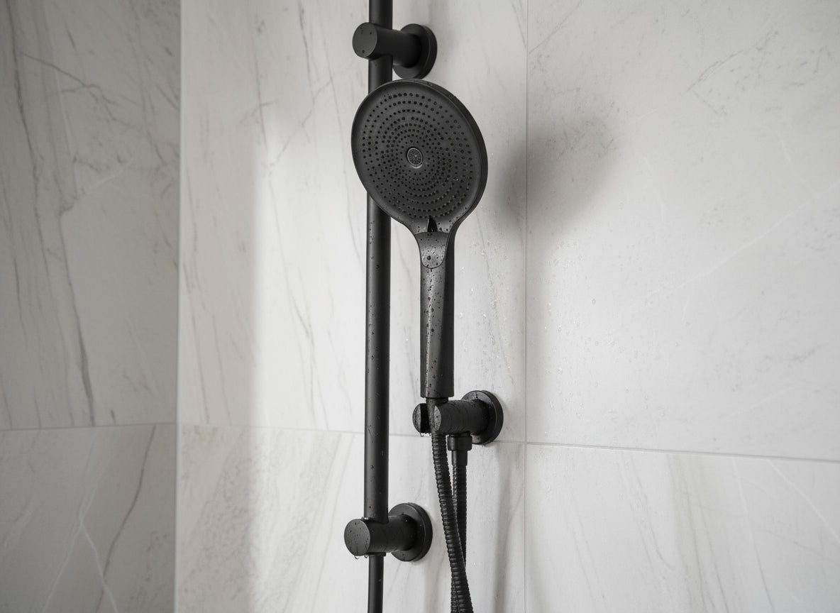 Vigour Handbrause V3 schwarz matt – 3 Strahlarten, Ø 130 mm, rund, Antikalk – Art.Nr. V32HB3RSM