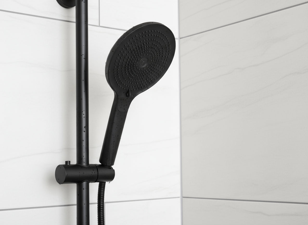 Handbrause mit 3-Funktionen – schwarz matt, 130 mm