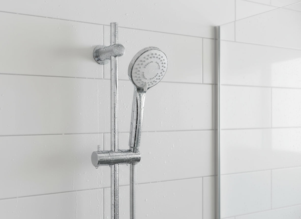 Brausegarnitur mit Handbrause – 3 Strahlarten, chrom, 600 mm Wandstange