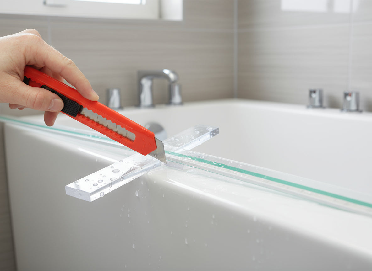 Transparente Unterlagen für rahmenlose Glasduschen – 6 x 51 mm, für 6/8/10 mm Glas