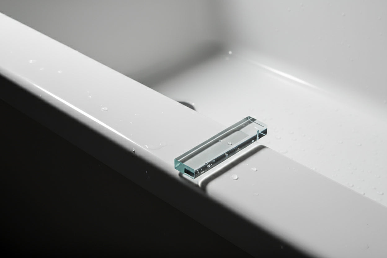 transparente Unterlagen bzw. Einlagen für Duschabtrennungen aus Glas