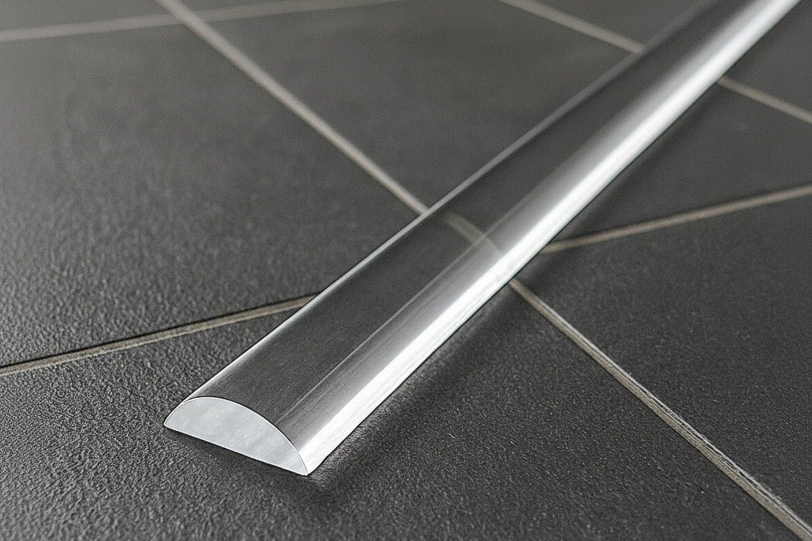 Plexi-Halbrundstab als Schwallprofil – Transparent und flexibel – Art.Nr. 8001/8010