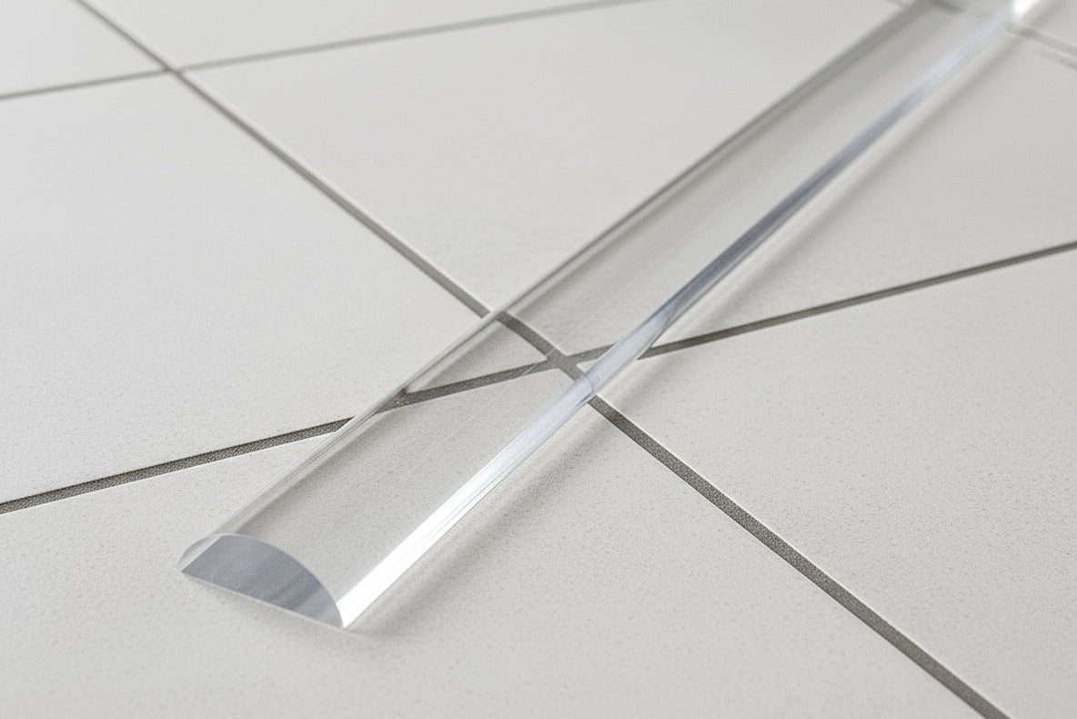 Plexi-Halbrundstab als Schwallprofil – Transparent und flexibel – Art.Nr. 8001/8010