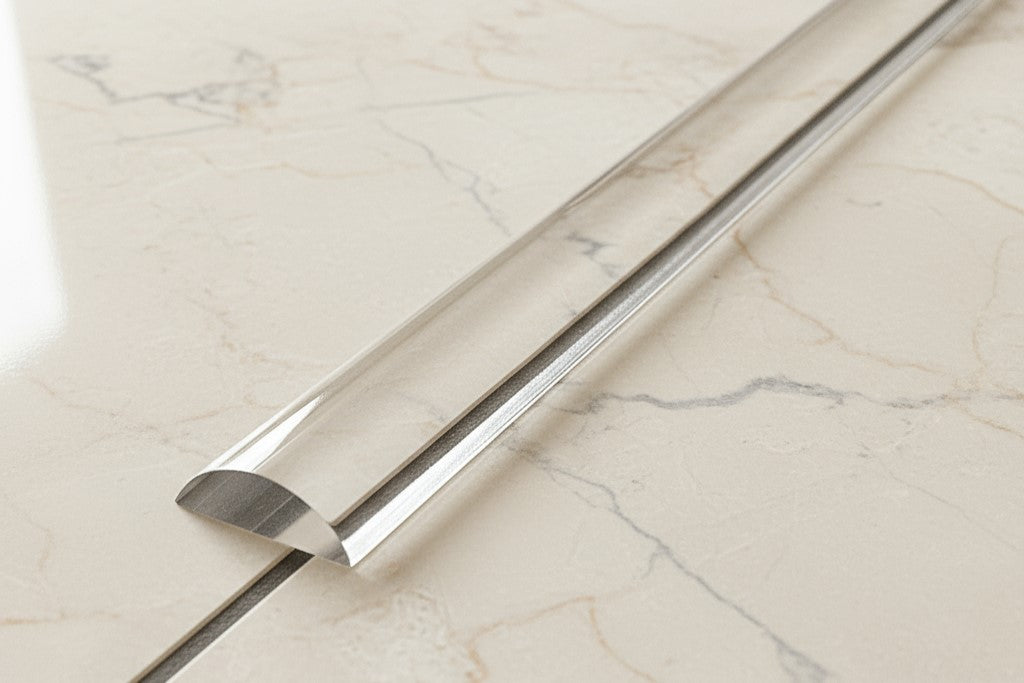 Plexi-Halbrundstab als Schwallprofil – Transparent und flexibel – Art.Nr. 8001/8010