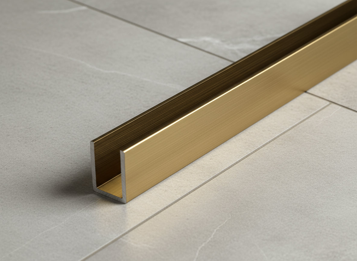 Alu-U-Wandprofil, Farbe: Bronze gebürstet, zur innenseitigen Silikonverklebung, Art.Nr. SDCD38/12