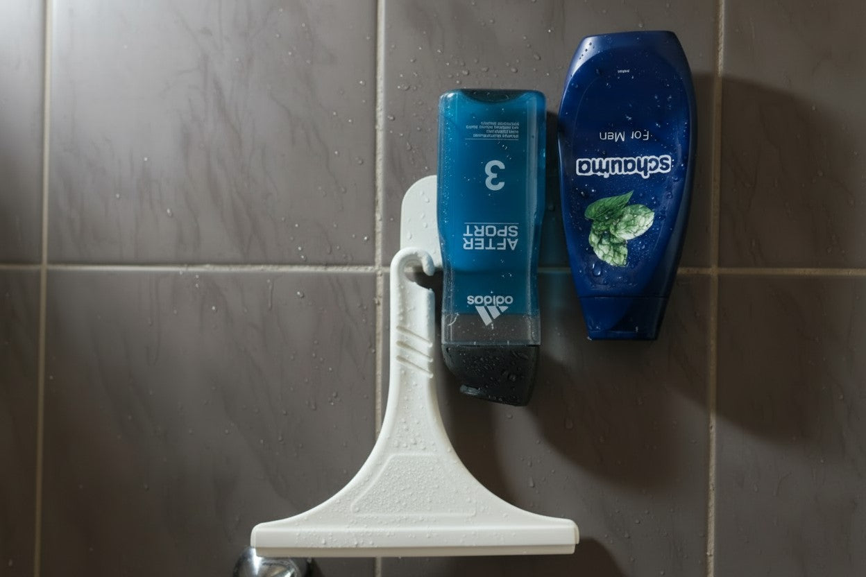 MagSpike | Die magnetische Aufhängung für Duschgel und Shampoo an Wandplatte