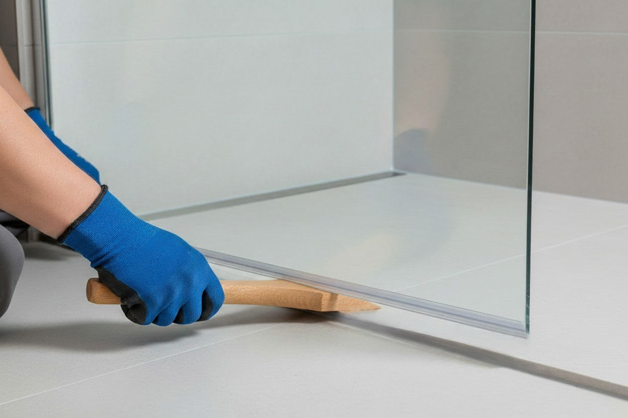 Klotzhebel aus Holz – für Glasmontage und Duschtür-Dichtungen