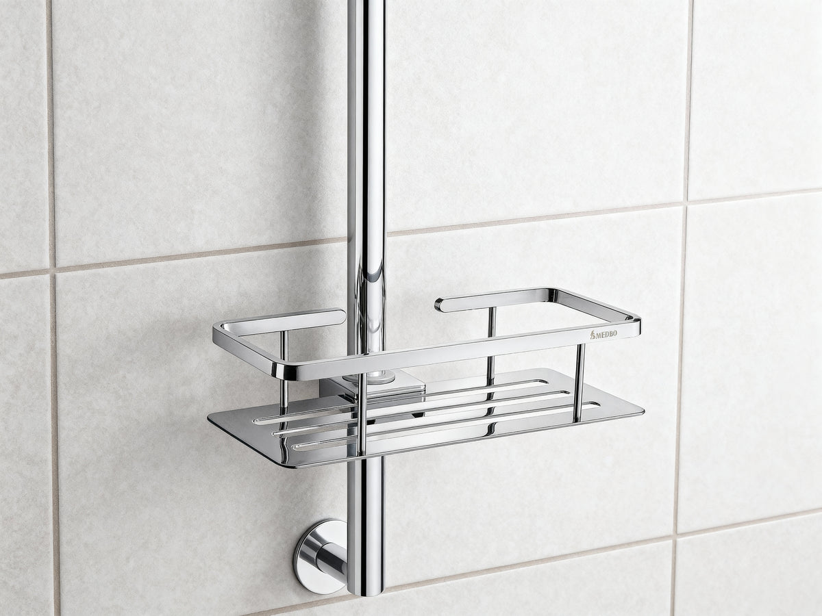 Duschkorb für Brausestange Ø 18/22/25 mm – Verchromtes Messing, bohrenfrei montierbar – Art.Nr. DK3006