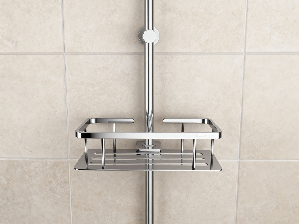 Duschkorb für Brausestange Ø 18/22/25 mm – Verchromtes Messing, bohrenfrei montierbar – Art.Nr. DK3006