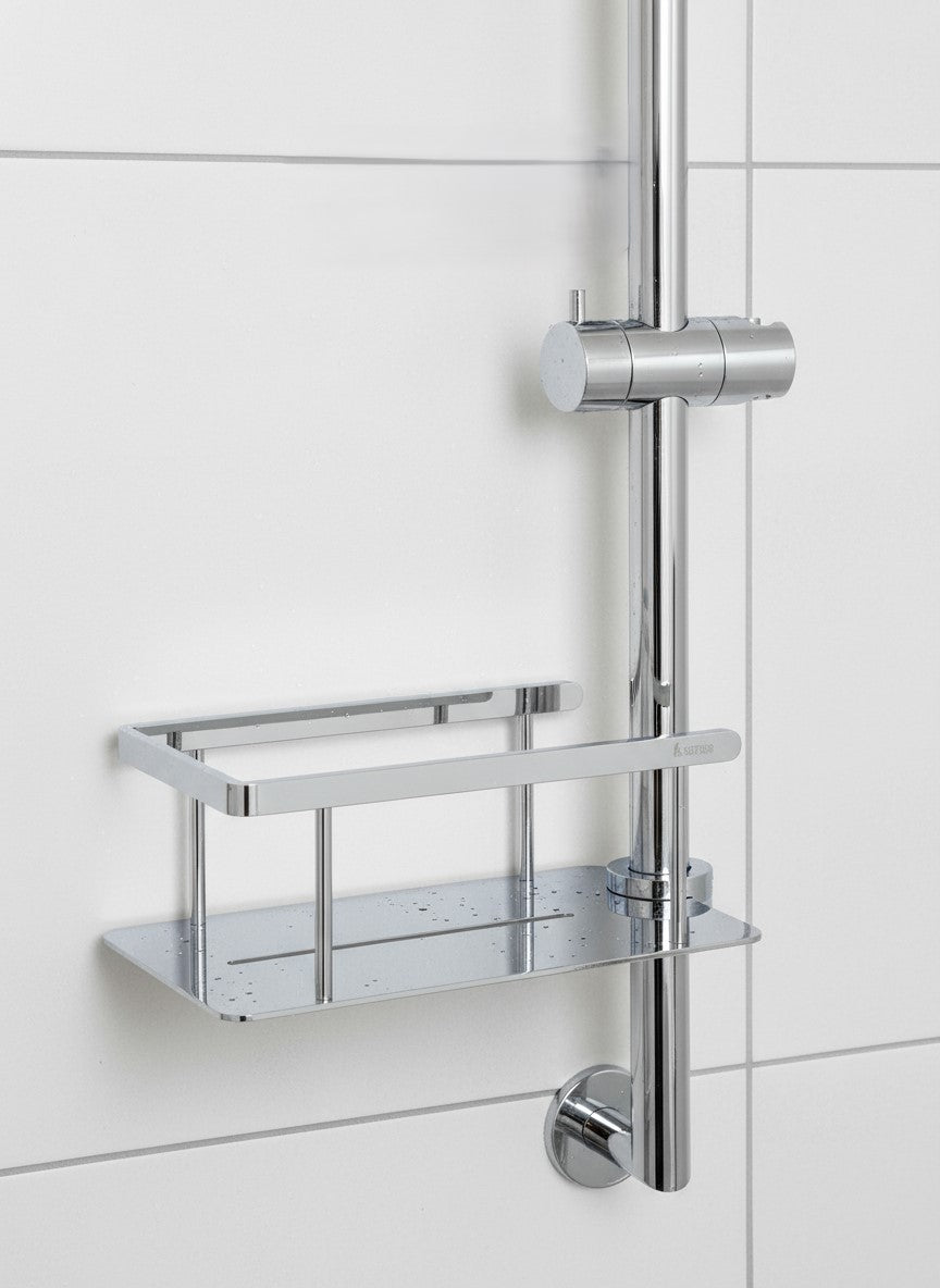 Duschkorb für Brausestange 200 x 110 mm – Massives Messing, Ø 18-25 mm, bohrenfrei – Art.Nr. DK3008