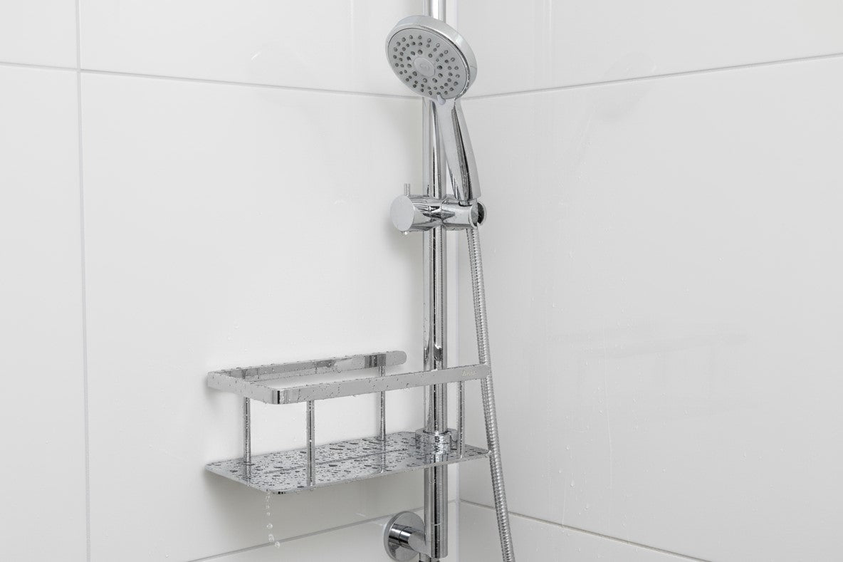 Duschkorb für Brausestange 200 x 110 mm – Massives Messing, Ø 18-25 mm, bohrenfrei – Art.Nr. DK3008