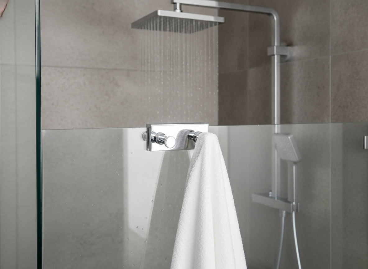 Hakenleiste 2-fach für Duschabtrennung – bis 8 mm Glasstärke